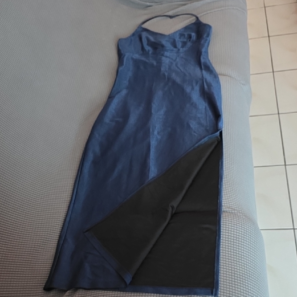 Chic Backless Blue Dress